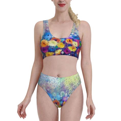 Haiem Spring Flower Seasonal Women S High Waisted Bikini Set Two Piece