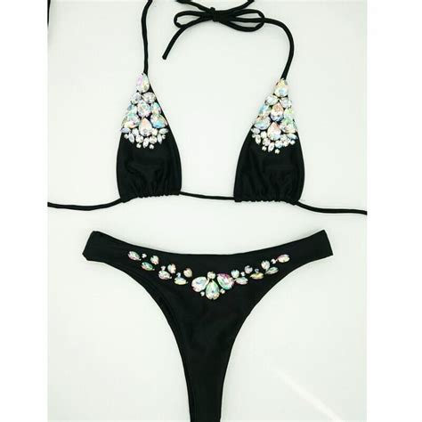 Brazilian Girls Swimwear Diamond Bling Stones Bikini Small Cup Cut Style Beach Biquini Swim