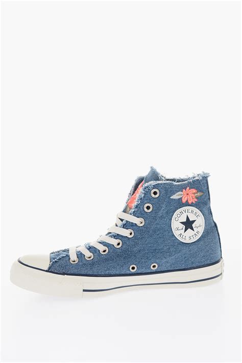 Converse ALL STAR Denim High-Top Sneakers with Flower Embroidery women ...