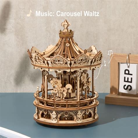 ROKR 3D Wooden Puzzle Carousel Model Building Kits DIY Music | Etsy