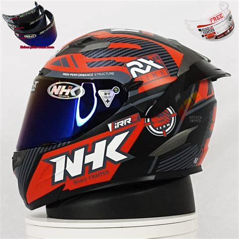 Jual NHK RX9 PAKET GANTENG RACER X BLACK RED DOFF HELM NHK FULL FACE