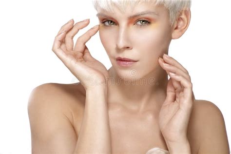 Blonde In Short Denim Shorts With Pigtails Stock Image Image Of Prestige Femalemechanic