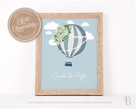 Hot Air Balloon Baby Shower Invitation Blue Baby Shower Etsy