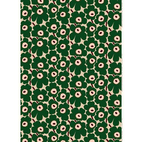 Marimekko Pieni Unikko Beige Green Fabric Made In Finland