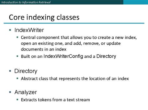 Introduction to Information Retrieval Lucene Tutorial Chris Manning