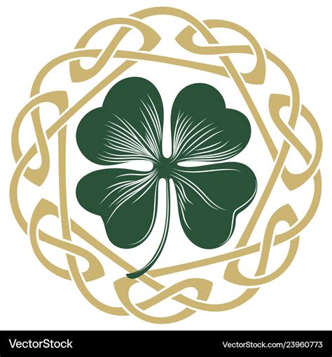 Four Leaf Clover Irish Symbol For The Feast Of St Vector Image