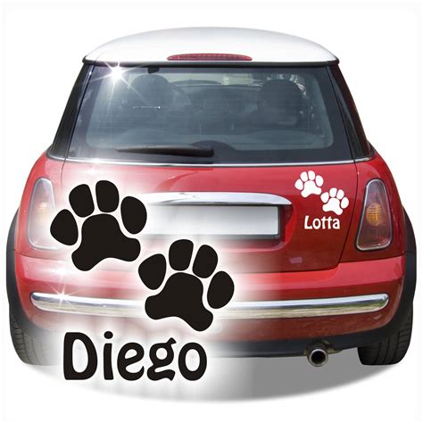 Pfote Auto Aufkleber Hund Autoaufkleber Sticker Pfoten Wunschname Name