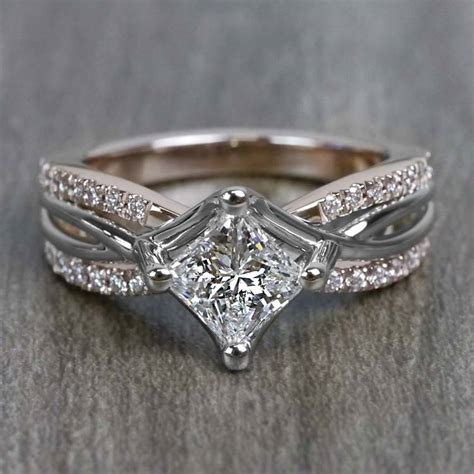 085 Carat Princess Cut Diamond Twisted Design Engagement Ring