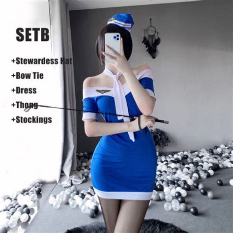 Women Sexy Lingerie Police Uniform Office Lady Stewardess Cosplay Costume Dress Ebay