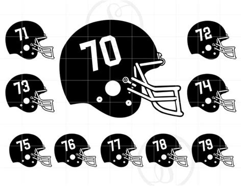 Casco De Fútbol Número 70 79 Años Svg Silueta Clipart Fútbol Etsy