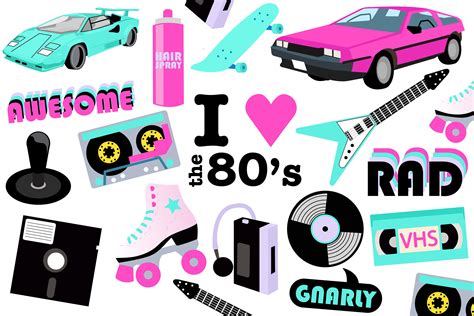 80s Clipart Printable 80s Party Decor Retro Digital Etsy