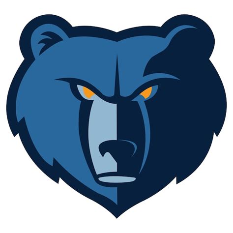 Premium Vector A Blue Grizzly Bear Logo With Yellow Eyes And A White