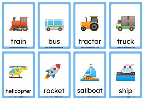 Transportation Flash Cards Printable Transport Informations Lane