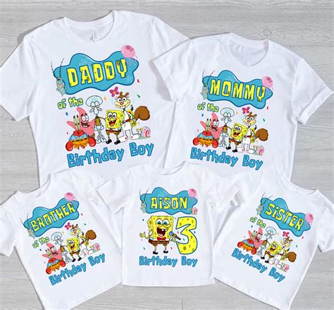 Camisas De Cumplea Os De Bob Esponja Camisa Personalizada De Etsy