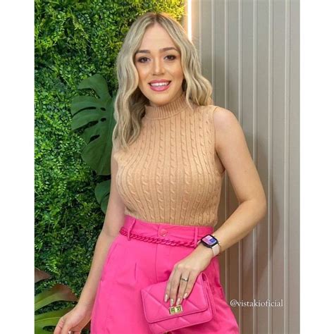 Blusa gola alta de tricô nude