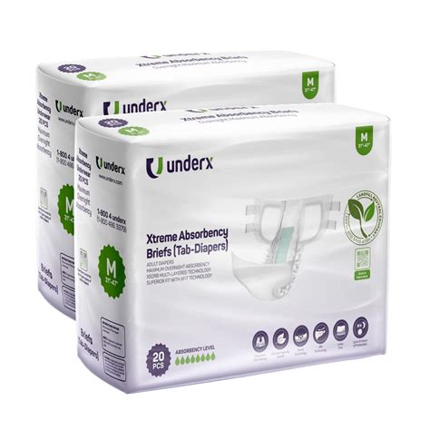 Underx Tabbed Disposable Briefs For Adult Overnight Comfort Xtreme