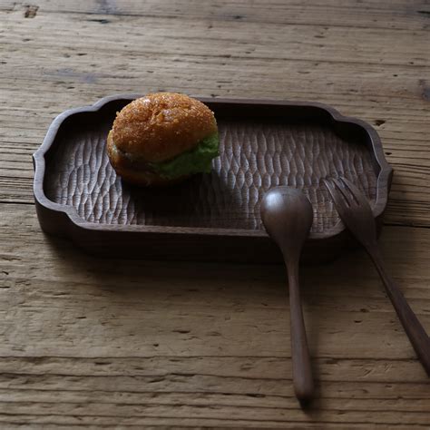 Hand Carved Wood Plates Tray Handmade Black Walnut Wooden Etsy