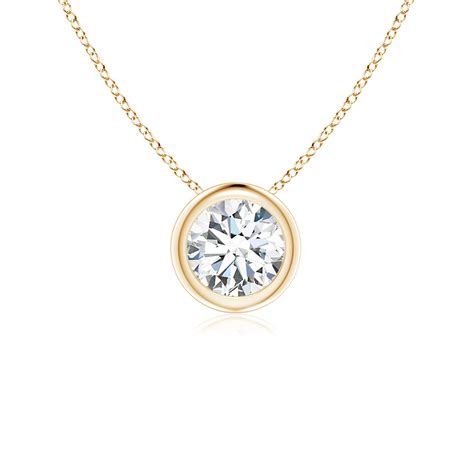 Lab Grown Bezel Set Round Diamond Solitaire Pendant Angara