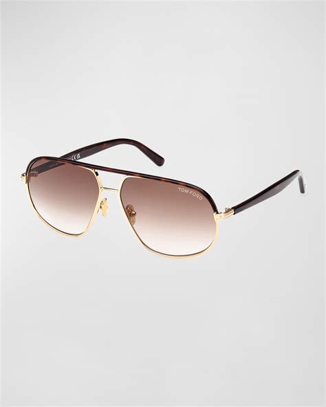 Tom Ford Mens Jake Round Metal Double Bridge Sunglasses Neiman Marcus