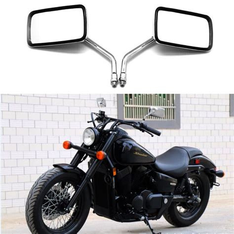 Chrome Rectangle Motorcycle Mirrors For Honda Shadow Phantom Aero ACE