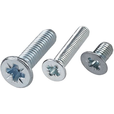 R TECH 337068 Pozi Countersunk Machine Screws BZP M3 10mm Pack Of 100