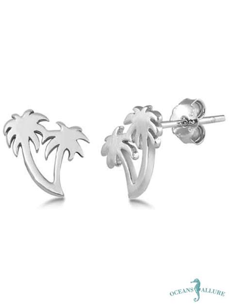 Silver Palm Tree Stud Earring Oceans Allure