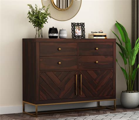 Buy Jett 4-Drawer Wooden Chest Of Drawers (Walnut Finish) Online in ...