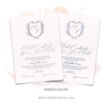 Invitaciones De Boda Modelo Escudo La Tienda De Olivia