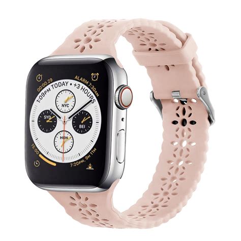 Apple Watch 8 Silikonarmband Mit Muster Rosa Smartwatcharmbaender De