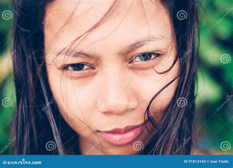 Natural Portrait Of Beautiful Young Native Asian Woman Smiling Stock Image Image Of Hair