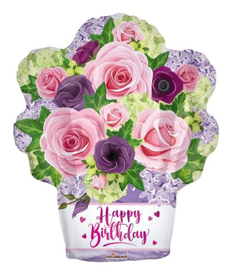 Balão Foil 18 Bouquet de Flores Happy Birthday Partimpim pt