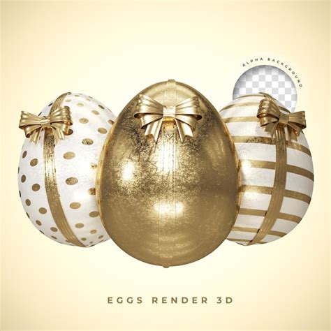 Premium Psd Golden 3d Render Easter Egg