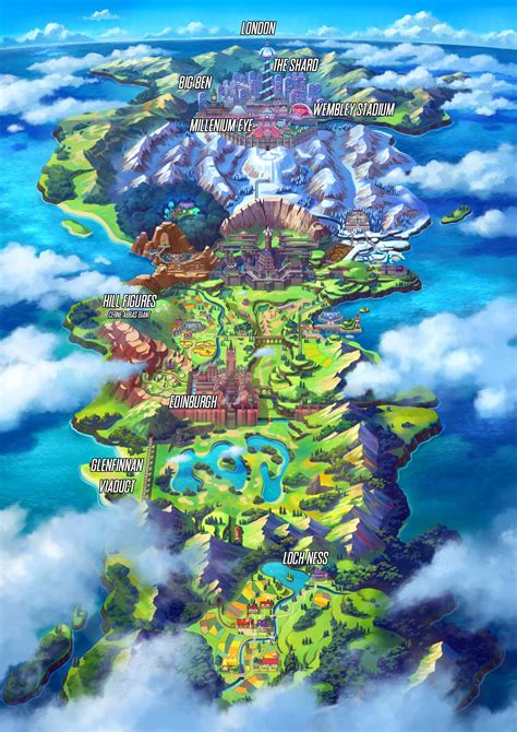 Galar map with real world locations : r/pokemon