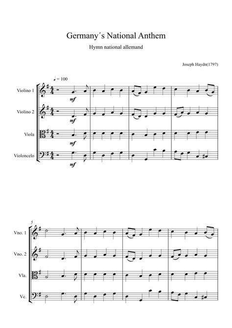 Germany's National Anthem (arr. H. Bento) by Joseph Haydn Sheet Music ...