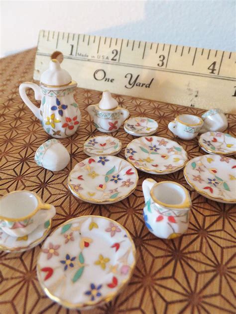 Floral Miniature Tea Set Porcelain Ceramic Teapot Sugar Etsy