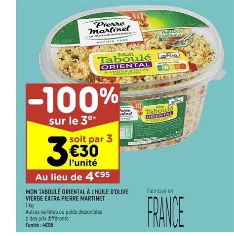 Promo Mon Taboulé Oriental à L huile D olive Vierge Extra Pierre