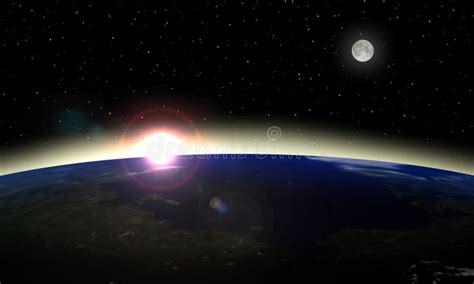 Sunrise from space stock illustration. Illustration of land - 620820