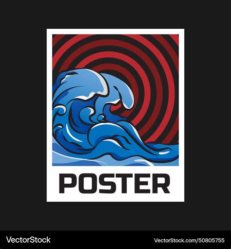 Tsunami japan or ocean waves poster Royalty Free Vector