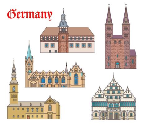 Premium Vector Germany Landmark Buildings Architecture Churches And