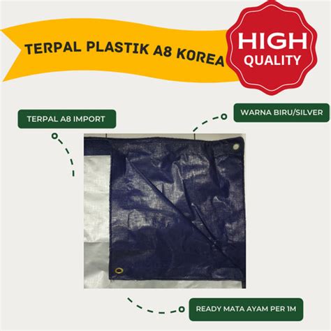 Jual Terpal Plastik A8 Korea Terpal Jadi Biru Silver Ukuran Variasi