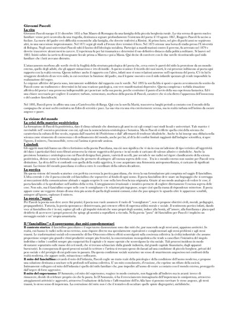 La vita e la poetica di Giovanni Pascoli | Appunti di Italiano | Docsity