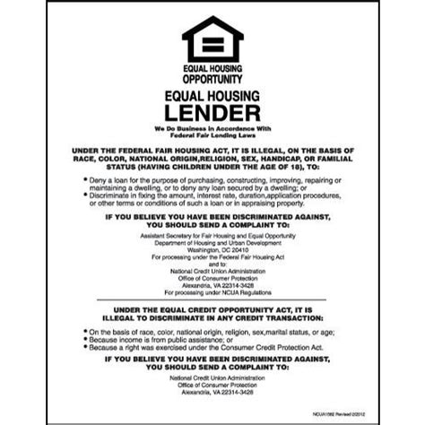 Equal Housing Lender Mandatory Sign Fdic Banks Updated U S Bank Supply