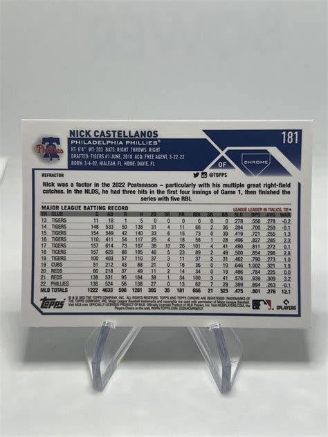 2023 Topps Chrome Refractor NICK CASTELLANOS 181 Phillies EBay