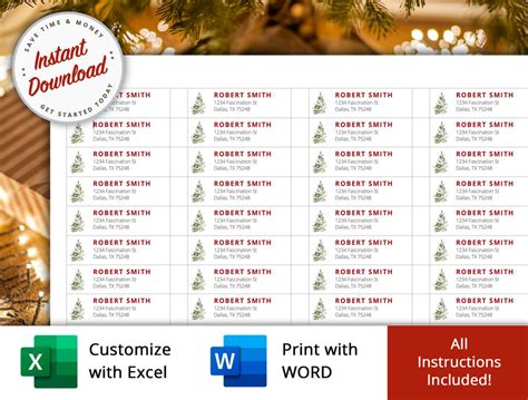 Printable Christmas Return Address Labels, Christmas Return Labels ...