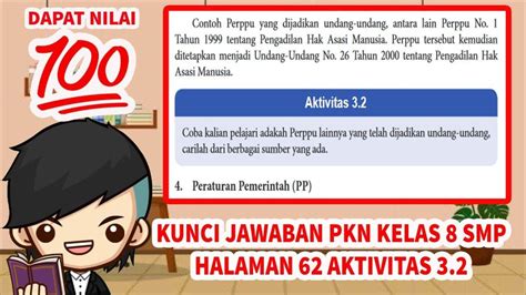 Soal Kunci Jawaban Pendidikan Pancasila Kelas 8 SMP MTs Halaman 62