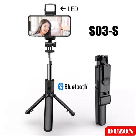 Jual Tongsis S03 S03s Led Bluetooth Tripod 3in1 Selfie Stick Bluetooth