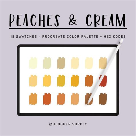 Peaches And Cream Procreate Color Palette Hex Color Codes Yellow Orange