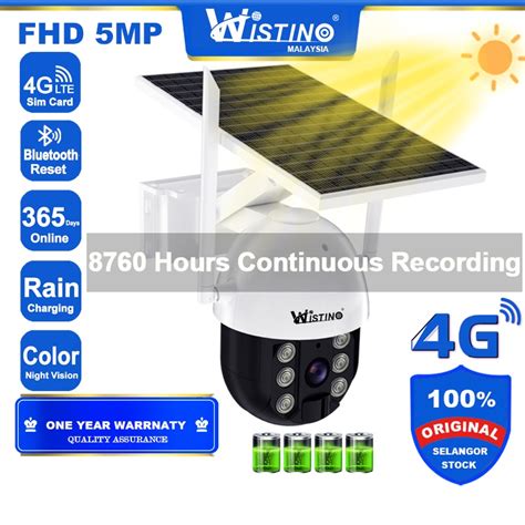 Selangor Stock Wistino Mp Waterproof G Sim Lte Solar Cctv Ptz Camera