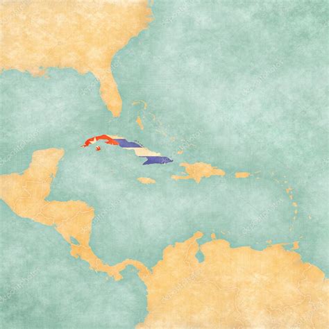 Map of Caribbean - Cuba (Vintage Series) — Stock Photo © Tindo #30233691