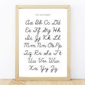 Cursive Alphabet Poster Handwriting Chart Abc Print Homeschool